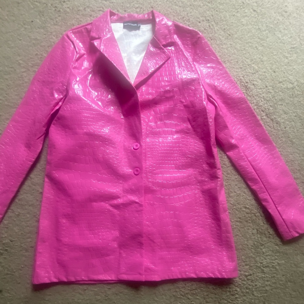 A brand new pink leather jacket.